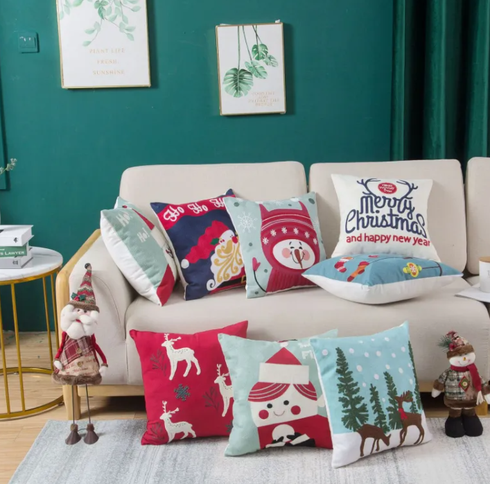 Embroidered Christmas Night Pillow Cover — product view 7