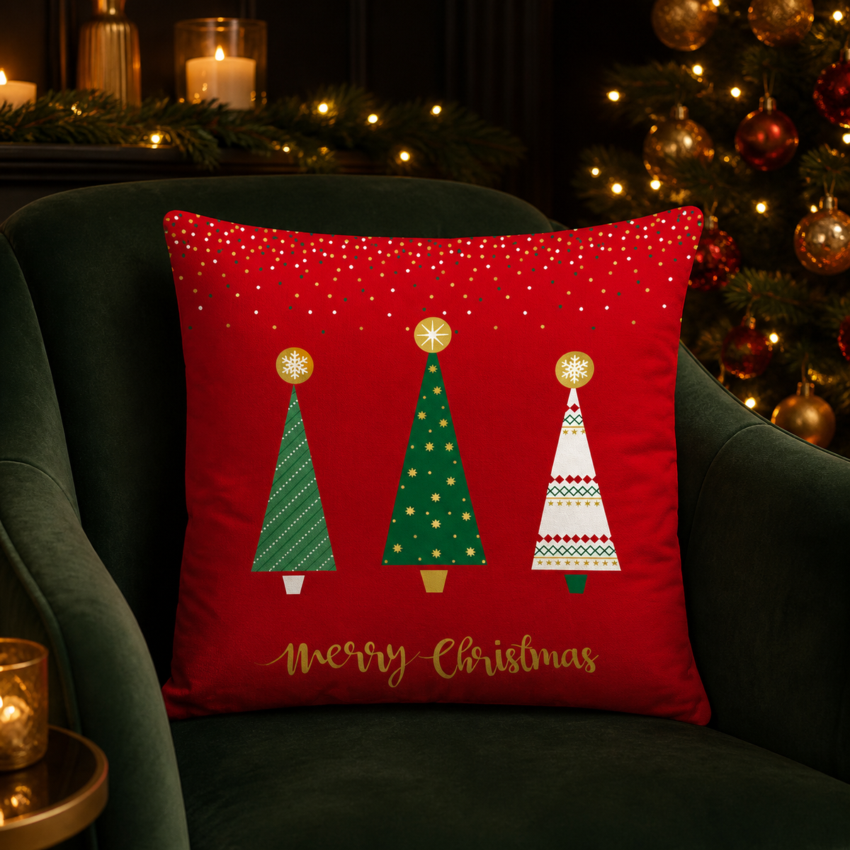 Festive Printed Christmas Pillow Cover — product view 2