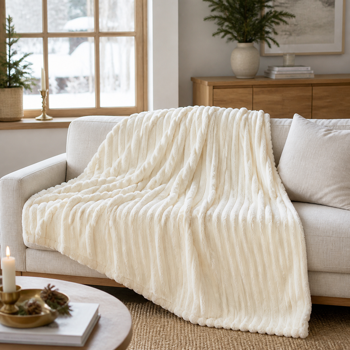 Ribbed Cozy Throw Blanket