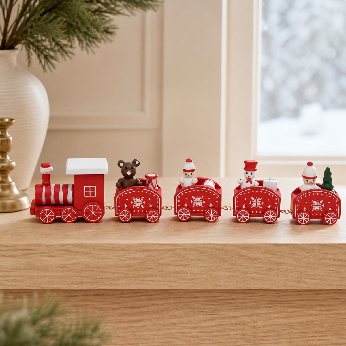 Wooden Christmas Train Ornament