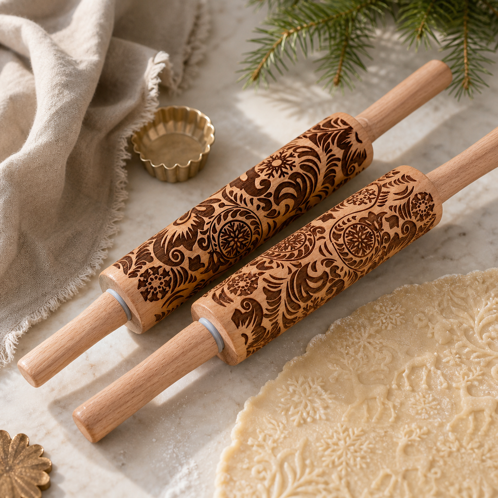 Engraved Christmas Rolling Pin