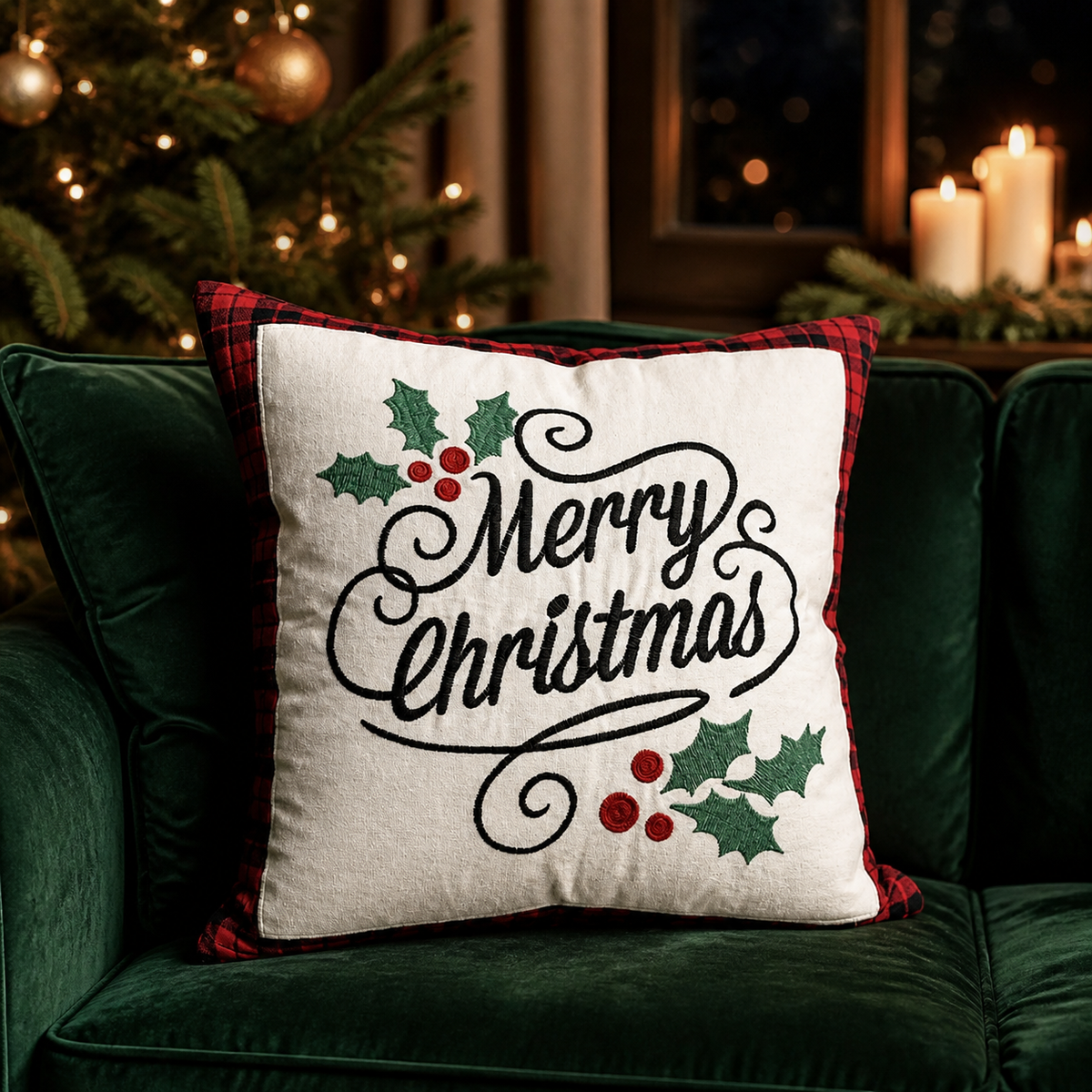 Embroidered Winter Pillow Cover — product view 2