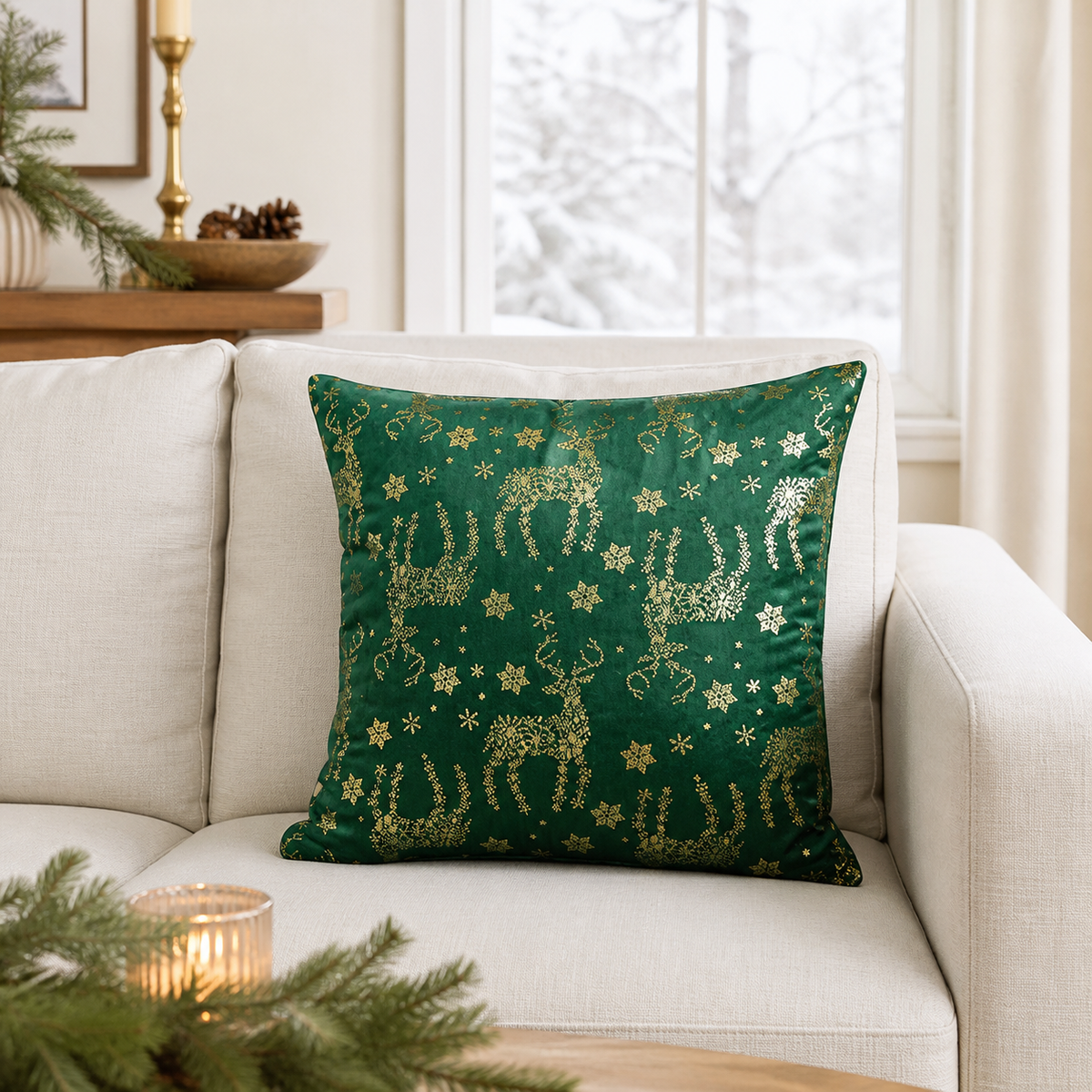 Gilded Velvet Christmas Pillow Cover