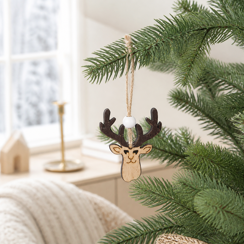 Wooden Reindeer Christmas Ornament