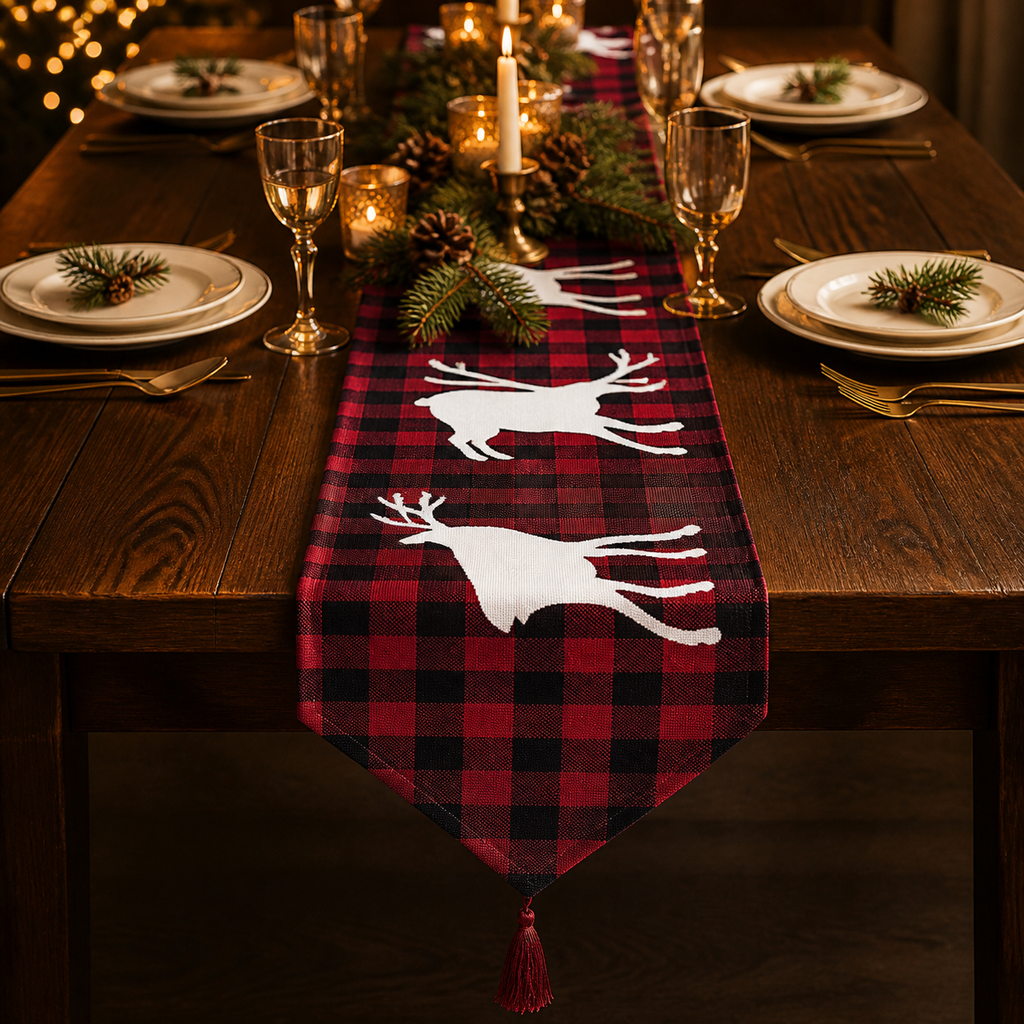 Embroidered Linen-Look Table Runner — product view 2