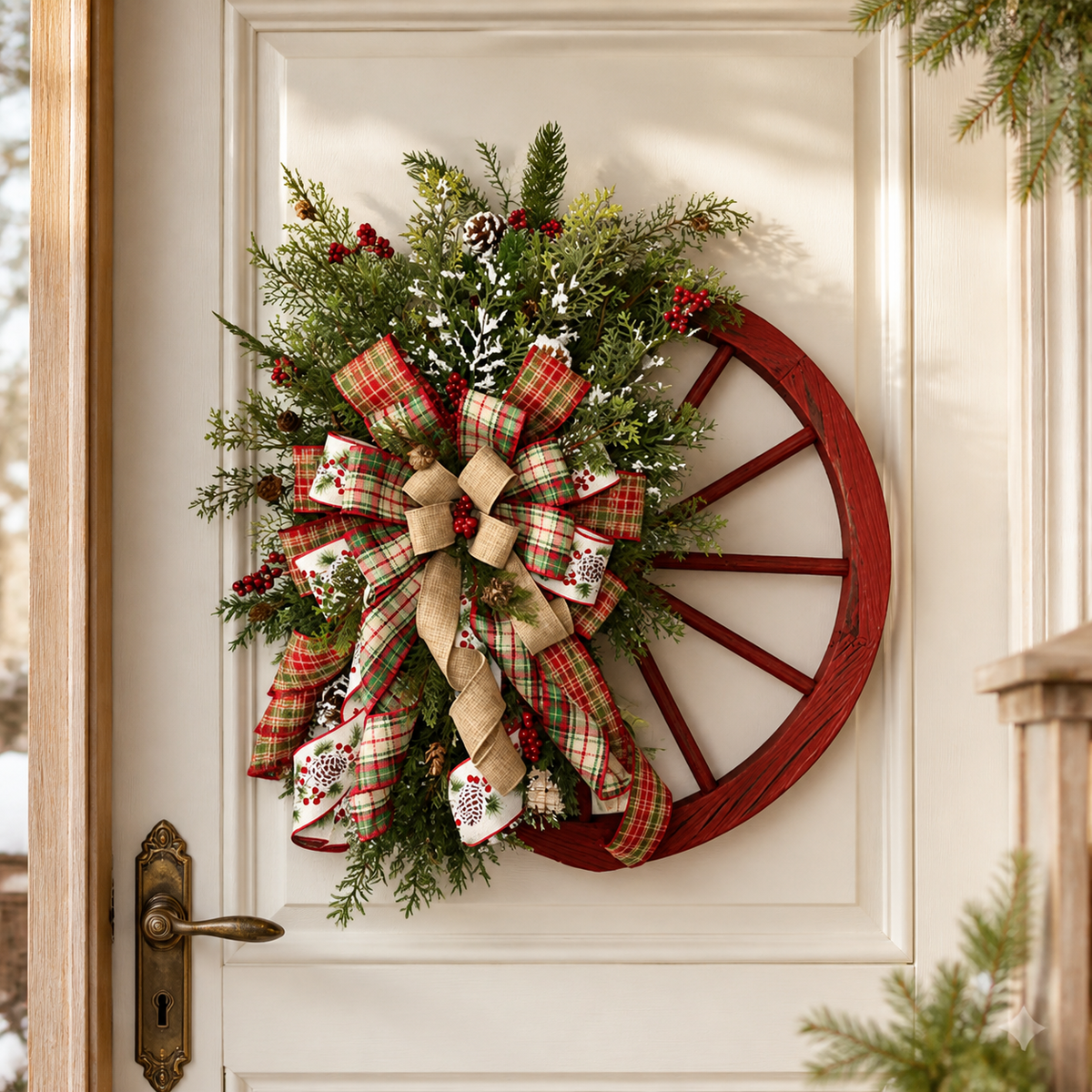 Rustic Wood & Pinecone Christmas Wreath