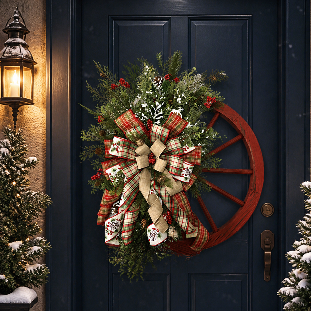 Rustic Wood & Pinecone Christmas Wreath — product view 2