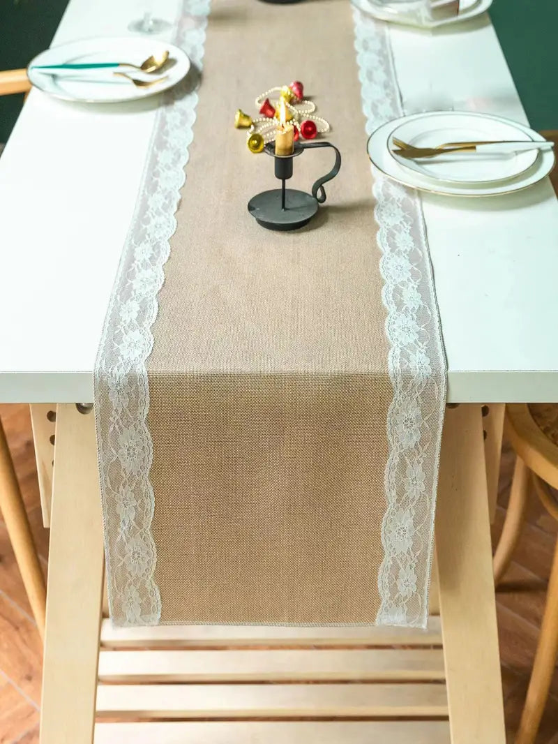 Linen-Look Lace Table Runner — product view 7