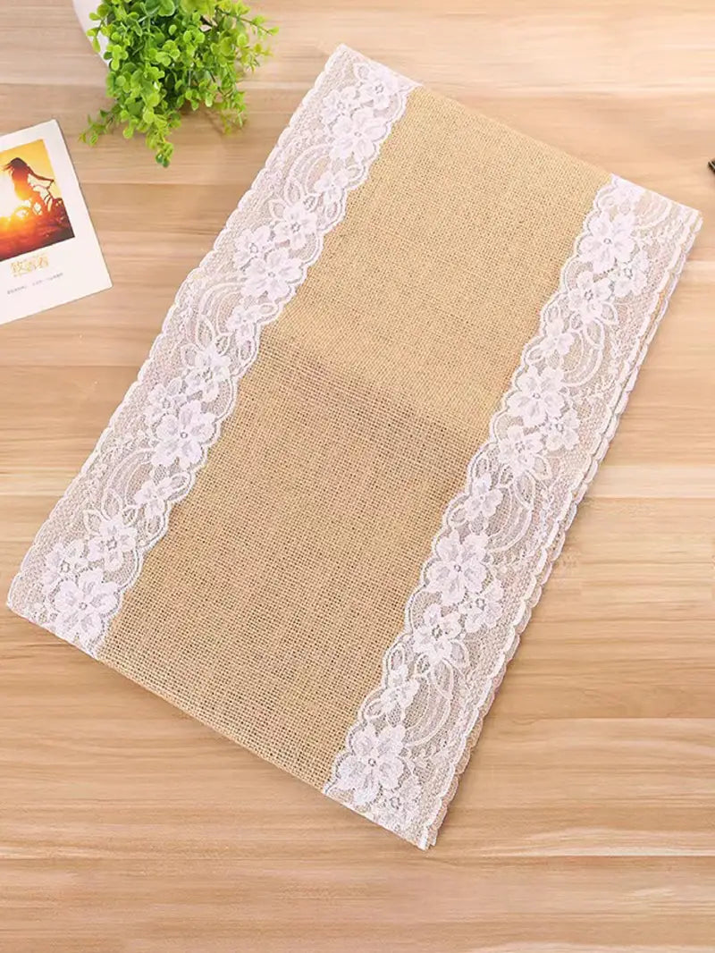 Linen-Look Lace Table Runner — product view 5