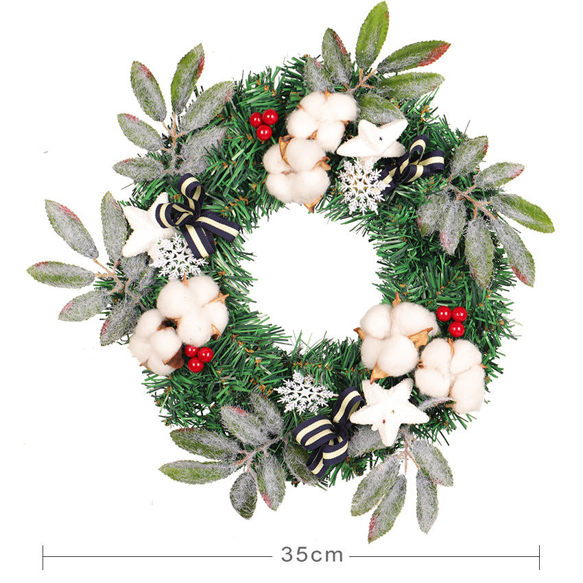 Cotton Bloom Christmas Wreath — full decorated wreath