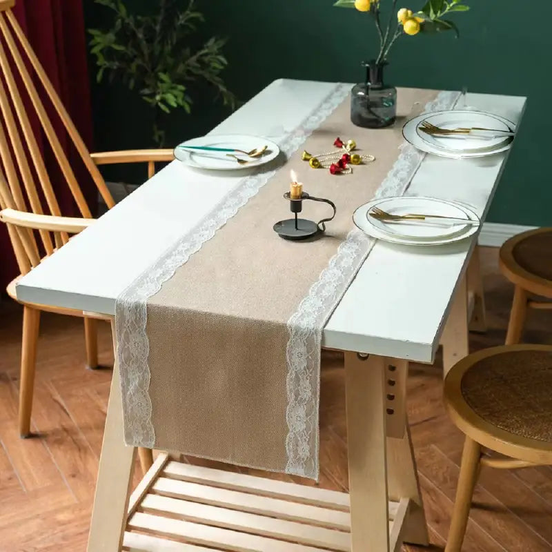 Linen-Look Lace Table Runner — product view 3